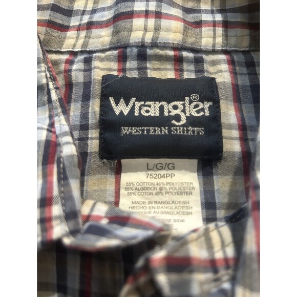 Wrangler Western Shirt. Cowboy. Pearl Snap. Plaid. Size Large - Picture 2 of 7